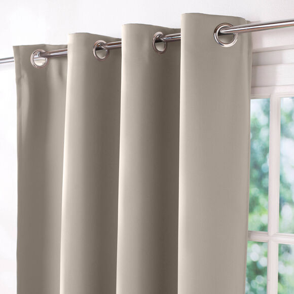 Rideau occultant uni satiné finition oeillets (taupe) Rideau occultant uni satiné finition oeillets (taupe)